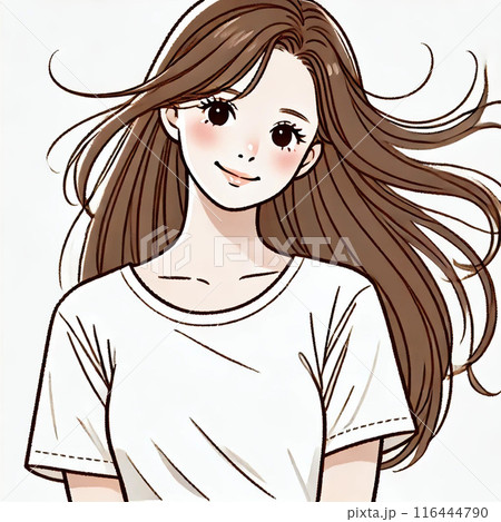 髪をなびかせる女性 116444790