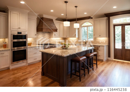 スタイリッシュなデザイナーズマンションのダイニングキッチン スタイリッシュなデザイナーズマンションのダイニングキッチン 116445238