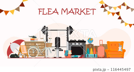 Flea market or yard sale or garage sale banner. 116445497