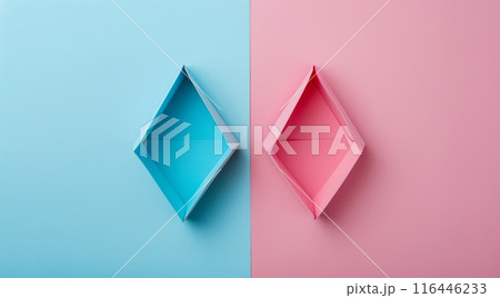 Origami geometric shape. 3D background. 116446233