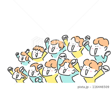 拳を上げて熱狂的に盛り上がる人々　応援　観客　ライブ 116446509