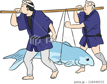 魚を運ぶ男性 116446515