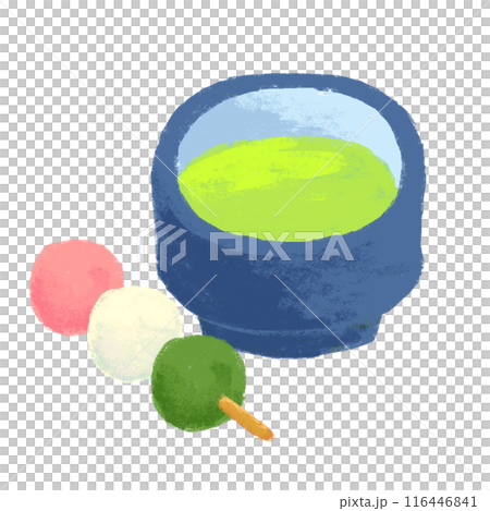 抹茶とお団子　クレヨンタッチ　挿し絵 116446841