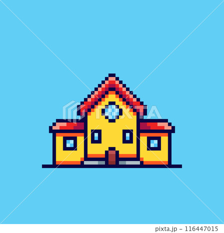 Pixel art school building game asset design 116447015