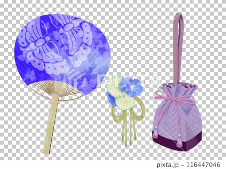 扇子、抽繩包、髮飾水彩畫材料 116447046