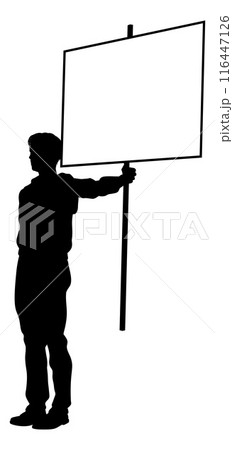 Protest Rally March Picket Sign Silhouette Person Protest Rally March Picket Sign Silhouette Person 116447126