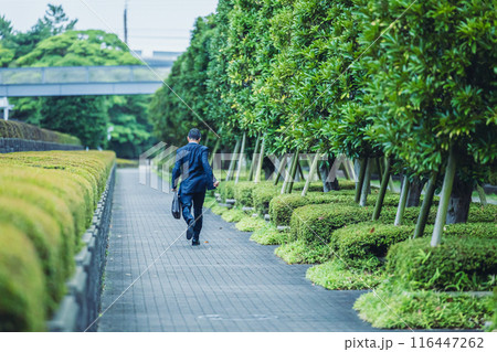 スーツ姿で街を歩く中年サラリーマン 116447262
