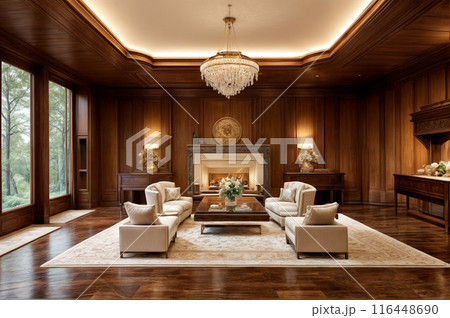 豪華な建物のリビングルーム 116448690