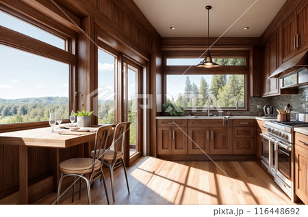 見晴らしの良いデザイナーズマンションのダイニングキッチン 116448692