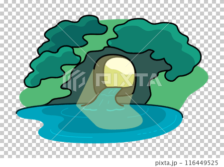 千葉県君津市にある亀岩の洞窟・濃溝の滝のイラスト 116449525
