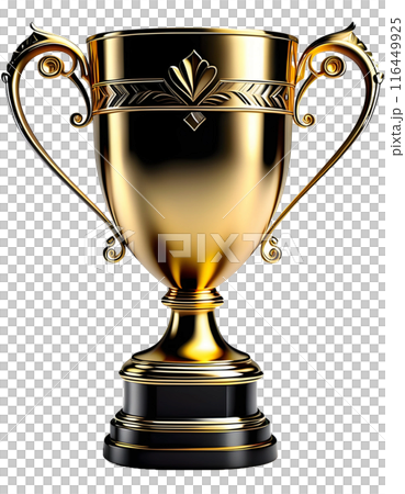 1個簡單的金色獎盃（透明背景）PNG，帶有alpha通道AI生成 116449925