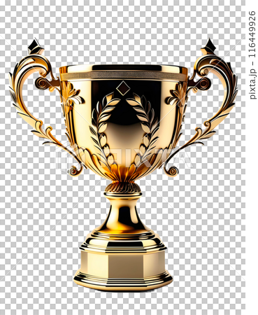1個簡單的金色獎盃（透明背景）PNG，帶有alpha通道AI生成 116449926