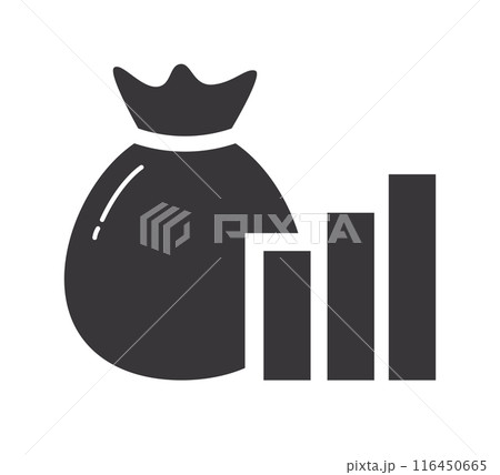 coin bag icon with graph vector illustration coin bag icon with graph vector illustration 116450665