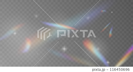 Multicolored light effect and zigzag ribbons falling from above on streamer, tinsel vector Multicolored light effect and zigzag ribbons falling from above on streamer, tinsel vector 116450696