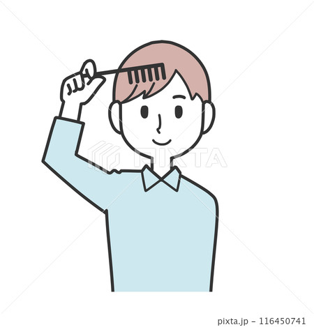 髪を櫛でとく男性 116450741