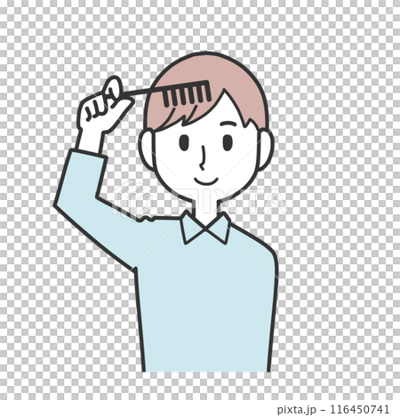 髪を櫛でとく男性 116450741