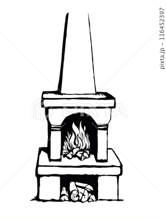 Old Russian stove. Vector drawing Old Russian stove. Vector drawing 116452397