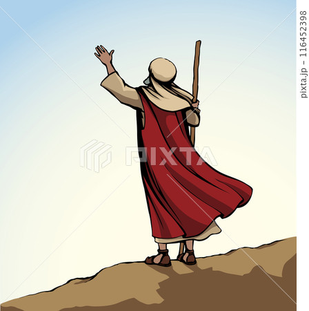 Moses with the staff. Vector drawing Moses with the staff. Vector drawing 116452398