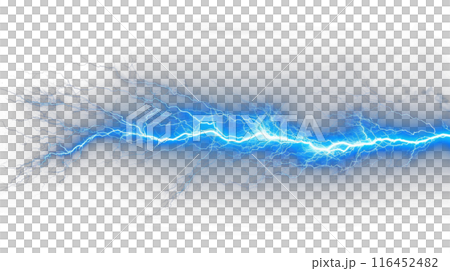 青色の稲妻と透過背景 青色の稲妻と透過背景 116452482