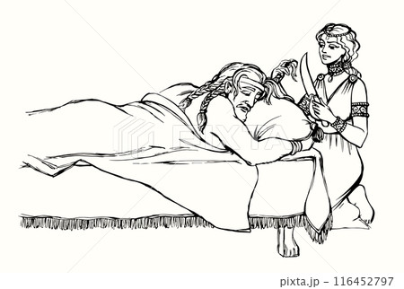 Vector drawing. Samson and Delilah 116452797