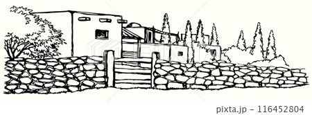 Vector drawing. Old arabic village 116452804