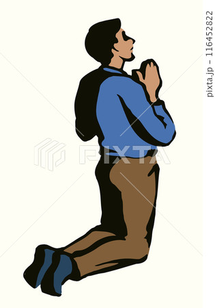 Vector drawing. Adult praying man 116452822