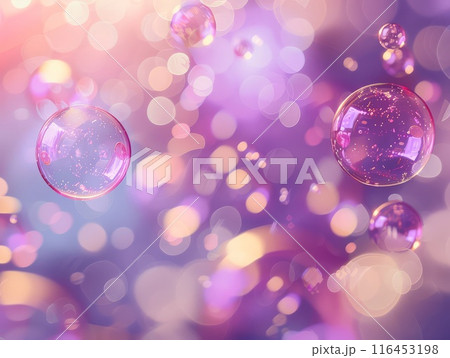 Dynamic blend of colorful bubbles and soft blurred light in abstract background 116453198
