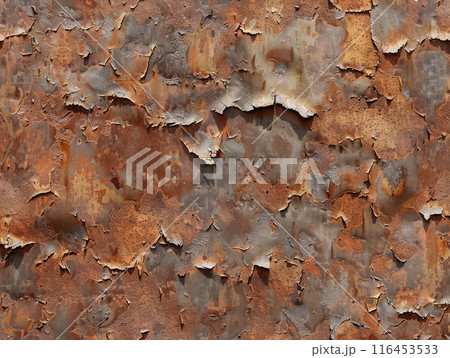 Metal surface featuring rough texture and noticeable rust streaks Metal surface featuring rough texture and noticeable rust streaks 116453533