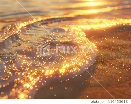 Fiery sun dips, painting sky with vibrant hues 116453618