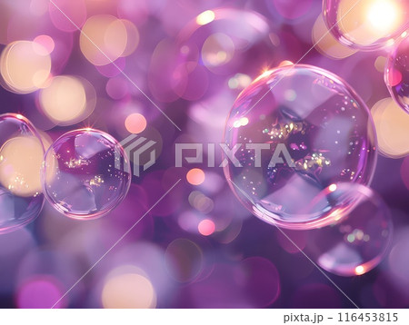 Colorful bubbles with blurred light effects create abstract background 116453815