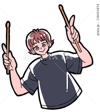ドラムスティックを持った男の子 116453874