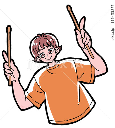 ドラムスティックを持った男の子 116453875