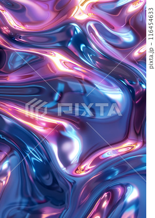 抽象的な背景:ピンクとブルーに光る流動的な金属 AI生成画像 抽象的な背景:ピンクとブルーに光る流動的な金属 AI生成画像 116454633