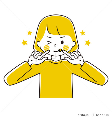 ペロッと舌出しウインクをしてかわいこぶる女性のイラスト ペロッと舌出しウインクをしてかわいこぶる女性のイラスト 116454850