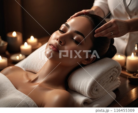 エステでくつろぐ若い女性 116455309