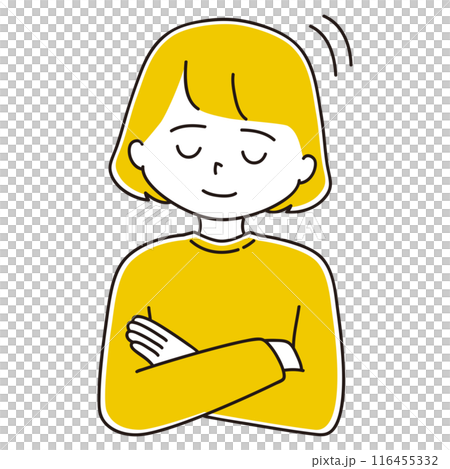 一位女士雙臂交叉閉著眼睛點頭的插圖 116455332