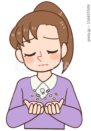 薬に頼る子供のイラスト、オーバードーズ 116455509