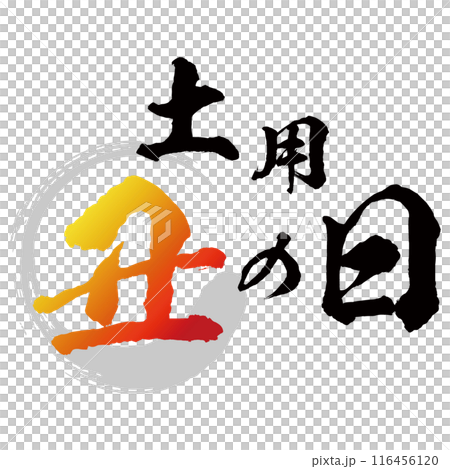 Eel calligraphy, yellow to red gradient, stamp, vector 116456120