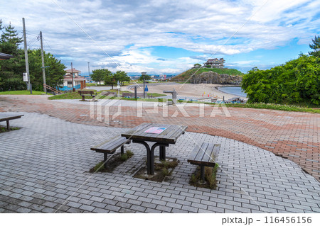 「青森県」蕪島プロムナード公園から望む蕪島　八戸市 116456156