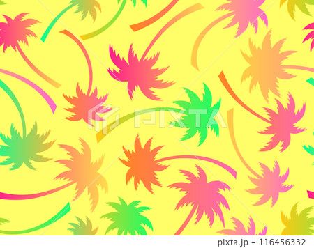 Palm trees seamless pattern. Colorful gradient palm trees. Background with tropical pattern of palm trees. Summer time. Design for wallpapers, banners and promotional items. Vector illustration Palm trees seamless pattern. Colorful gradient palm trees. Background with tropical pattern of palm trees. Summer time. Design for wallpapers, banners and promotional items. Vector illustration 116456332