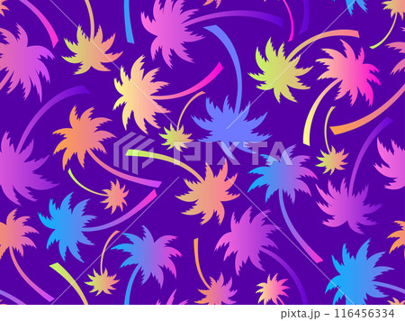 Palm trees seamless pattern. Colorful gradient palm trees. Background with tropical pattern of palm trees. Summer time. Design for wallpapers, banners and promotional items. Vector illustration Palm trees seamless pattern. Colorful gradient palm trees. Background with tropical pattern of palm trees. Summer time. Design for wallpapers, banners and promotional items. Vector illustration 116456334