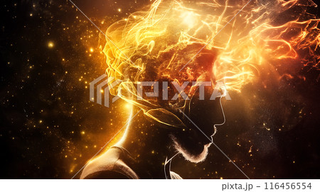 A stressed person staring intently, worry etched on their face as they think about work. The concept of anxiety, job pressure, and the metal toll of professional responsibilities. Generative AI. 116456554