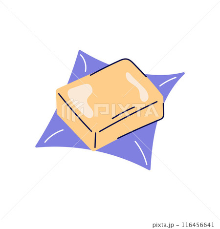 Butter, margarine or spread in flat style. Natural dairy product. Fat, calorie food for cooking and eating. Vector illustration isolated on white background. 116456641