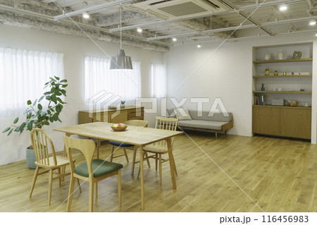 陽射しの入る明るいリビングルーム 116456983