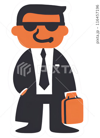 サングラスをかけた怪しい黒服のイラスト 116457196