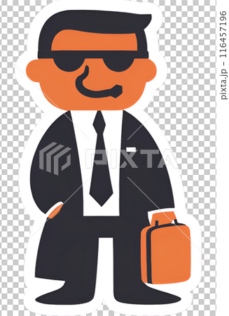 サングラスをかけた怪しい黒服のイラスト 116457196