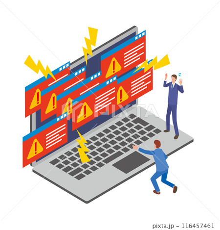 PCからのアラートで焦る男性 116457461