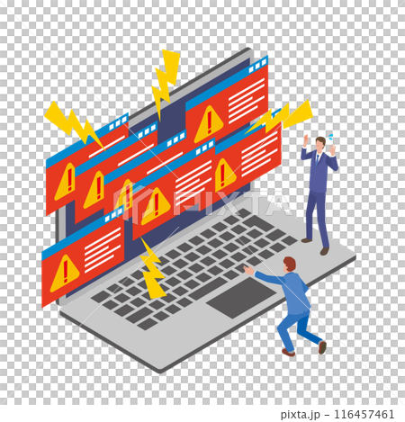 PCからのアラートで焦る男性 116457461