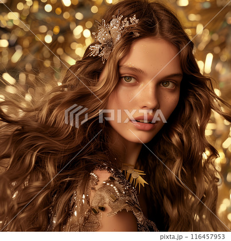 beautiful woman with long hair 116457953