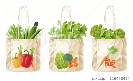 3 shopping bags with vegetables 116458454